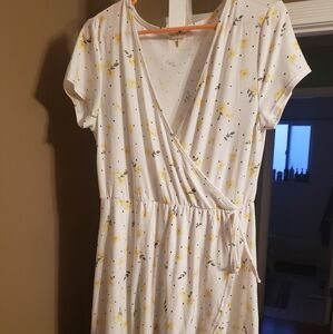 White Wrap Just Above Knee Dress